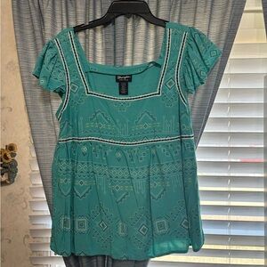 Women’s Wrangler Retro Square Neck Teal Blouse